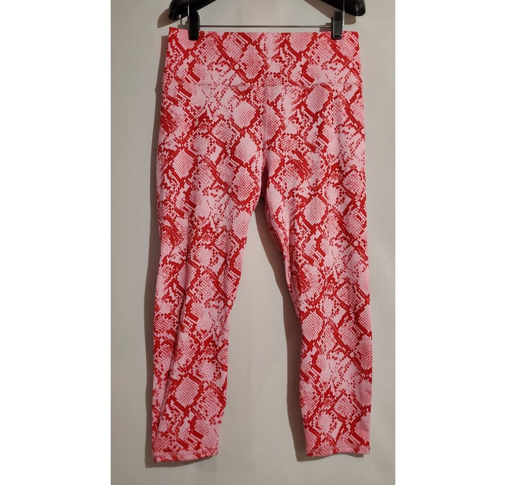 Fabletics Powerhold Snakeskin Define High Waisted 7/8 Leggings  L Pink Workout
